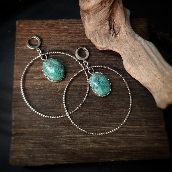 Turquoise Hoop Earrings | Sterling Silver