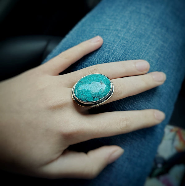 Oval Turquoise Statement Ring | Sterling Silver | Ring