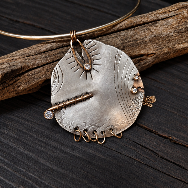 Here and Now | Sterling Silver & 14k Gold Fill | Contemporary Pendant