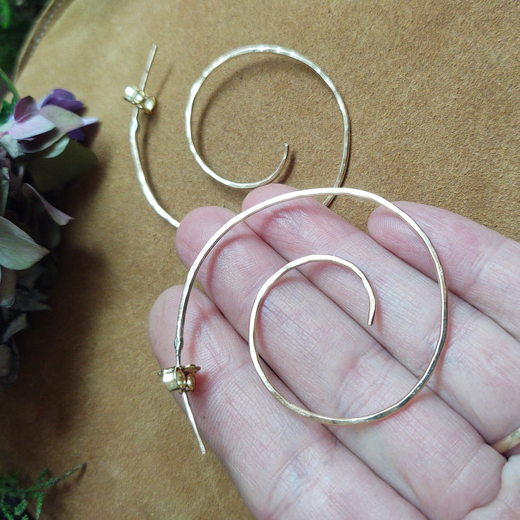 Spiral Hoop - Everyday Earrings - 14Kgf - Art In Motion Jewelry & Metal Studio LLC