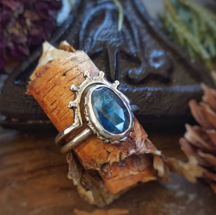 Kyanite Crown Stack Ring - Sterling Silver