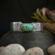 INTO THE FOREST • Turquoise Bracelet • Sterling Silver or 14k Gold - Art In Motion Jewelry & Metal Studio LLC