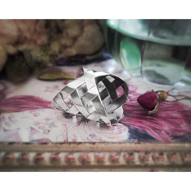 WOVEN - WIDE BAND RING - Art In Motion Jewelry & Metal Studio LLC