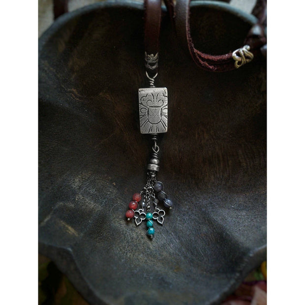 FLORAL HOLLOW FORM TASSEL - Beaded Necklace - Art In Motion Jewelry & Metal Studio LLC