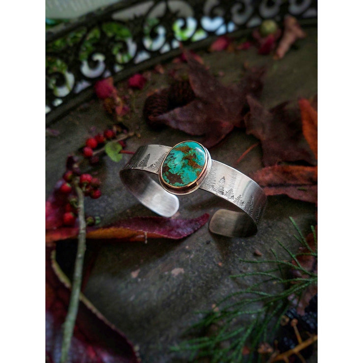 INTO THE FOREST • Turquoise Bracelet • Sterling Silver or 14k Gold - Art In Motion Jewelry & Metal Studio LLC