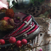 SHOWCASED GEMSTONE BANGLE - Sterling Silver Garnet Bangle Bracelet - Art In Motion Jewelry & Metal Studio LLC