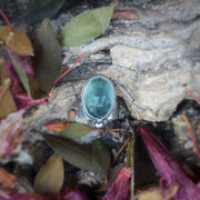 OFFSET GEMSTONE - Moss Aquamarine ©Flora Statement Ring - Ready to Ship - Art In Motion Jewelry & Metal Studio LLC