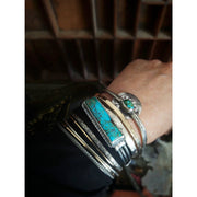 RUELLE - TURQUOISE & BALI STYLE CHAIN BRACELET- Solid Sterling Silver - Art In Motion Jewelry & Metal Studio LLC