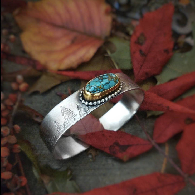 INTO THE FOREST • Turquoise Bracelet • Sterling Silver or 14k Gold - Art In Motion Jewelry & Metal Studio LLC