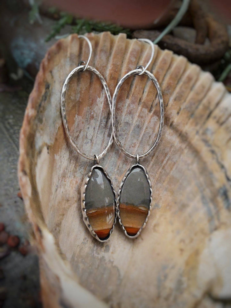 LANDSCAPE JASPER EARRINGS - Sterling Silver - Art In Motion Jewelry & Metal Studio LLC