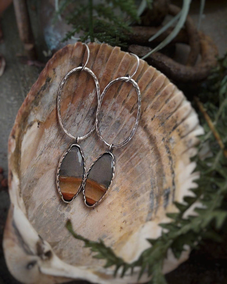 LANDSCAPE JASPER EARRINGS - Sterling Silver - Art In Motion Jewelry & Metal Studio LLC