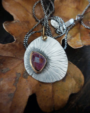 SOLACE - 18K GOLD - Lavender Tourmaline Reversable Artisan Necklace - Art In Motion Jewelry & Metal Studio LLC