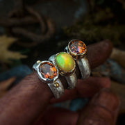 SUNSET RING - Anastasia Topaz or Opal -14K Gold & Silver - Art In Motion Jewelry & Metal Studio LLC