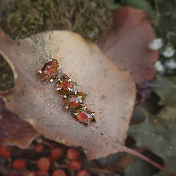 WATERMELON TOURMALINE - MISMATCHED STUD - Earrings - Art In Motion Jewelry & Metal Studio LLC