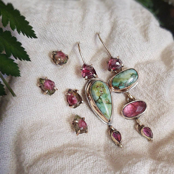 WATERMELON TOURMALINE - MISMATCHED STUD - Earrings - Art In Motion Jewelry & Metal Studio LLC