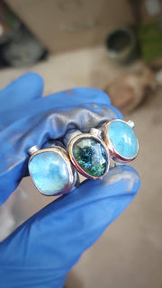 JULY - GEMSTONE STATEMENT RING -14K Gold & Silver - Art In Motion Jewelry & Metal Studio LLC