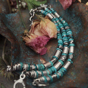 TURQUOISE BEADED STACK GEM BRACELET - Sterling Silver - Art In Motion Jewelry & Metal Studio LLC