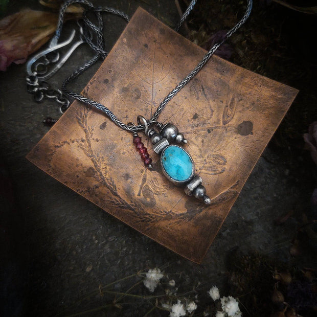 DOUBLE SIDED TURQUOISE PENDULUM ~ MOROCCAN DREAMS Necklace - Art In Motion Jewelry & Metal Studio LLC