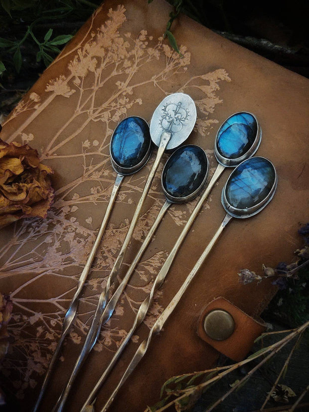 HAIR PICK • Blue Labradorite - Sterling Silver - Art In Motion Jewelry & Metal Studio LLC