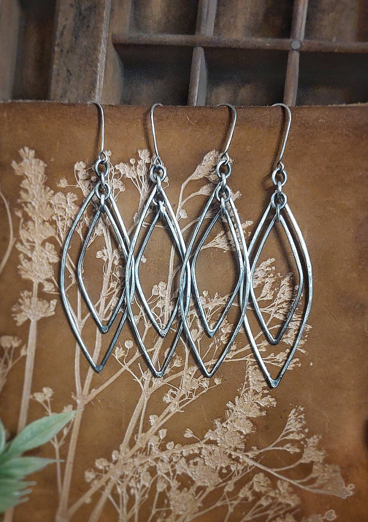 LEAFY DANGLE Earrings - Sterling Silver - Art In Motion Jewelry & Metal Studio LLC