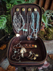 LEATHER TRAVEL JEWELRY CASE - Travel Organizer - Art In Motion Jewelry & Metal Studio LLC