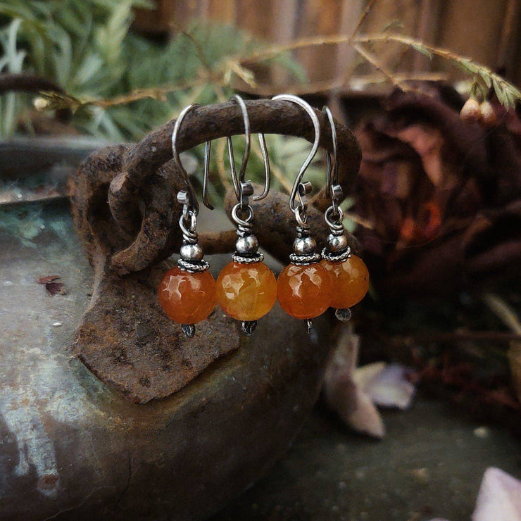 Carnelian Dangles - Dangle Earrings - Sterling Silver - Art In Motion Jewelry & Metal Studio LLC