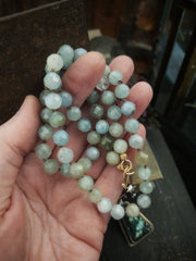 Aquamarine Handknotted ~ Silk Necklace - Art In Motion Jewelry & Metal Studio LLC