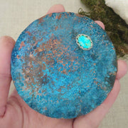 TURQUOISE TRINKET DISH - Rustic Copper Dish - Art In Motion Jewelry & Metal Studio LLC