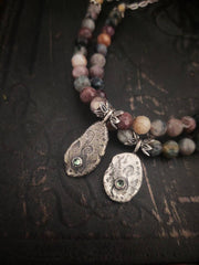 Tourmaline Beaded Necklace - Silver Fern Charm - Art In Motion Jewelry & Metal Studio LLC