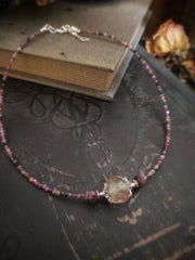 Tourmaline Beaded Necklace - Silver Fern Charm - Art In Motion Jewelry & Metal Studio LLC