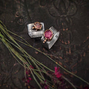 SQUARE IS THE NEW BLACK - RUBELLITE STATEMENT RING - Art In Motion Jewelry & Metal Studio LLC