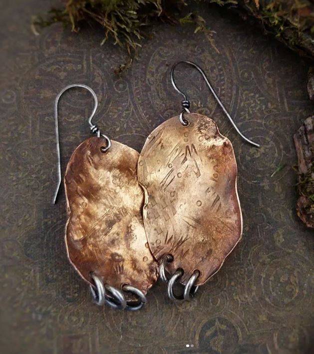 ECLIPSE - Artisan Earrings - Organic Bronze - Art In Motion Jewelry & Metal Studio LLC