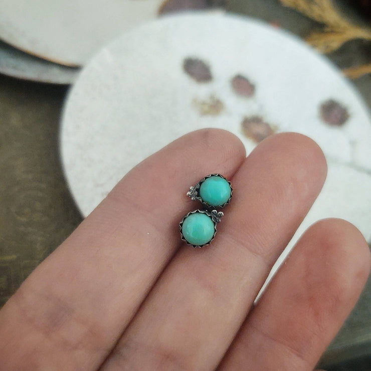 TURQUOISE STUD PUSHBACK EARRINGS - Art In Motion Jewelry & Metal Studio LLC