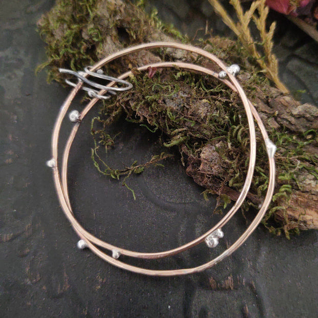 FULL CIRCLE - Bronze & Sterling silver hoop earring - Art In Motion Jewelry & Metal Studio LLC