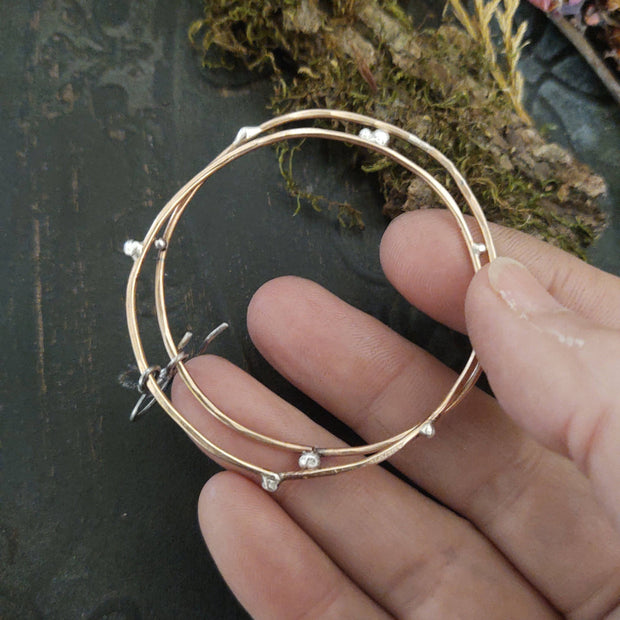 FULL CIRCLE - Bronze & Sterling silver hoop earring - Art In Motion Jewelry & Metal Studio LLC