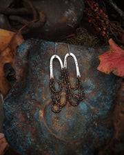 SEED BEAD & GARNET ASYMMETRICAL EARRINGS - Sterling Silver - Art In Motion Jewelry & Metal Studio LLC