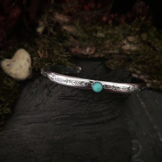 FEATHER • Turquoise Cuff Bracelet • Sterling Silver - Art In Motion Jewelry & Metal Studio LLC