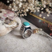 AZTEC WARRIOR - TURQUOISE - SILVER - STATEMENT RING - Art In Motion Jewelry & Metal Studio LLC